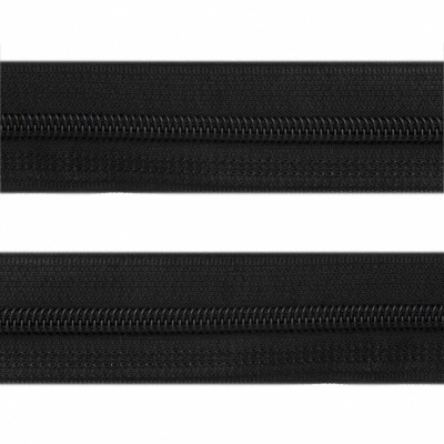 Рулонная молния с покрытием PVC спираль тип 3 (упак.270м) -черная с полосой СВО - купить в Новороссийске. Цена: 12.74 руб.