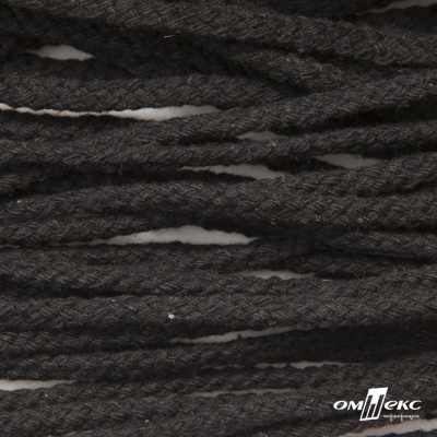Шнур плетеный d-6 мм круглый, 70% хлопок 30% полиэстер, уп.90+/-1 м, цв.1078-черный - купить в Новороссийске. Цена: 588 руб.