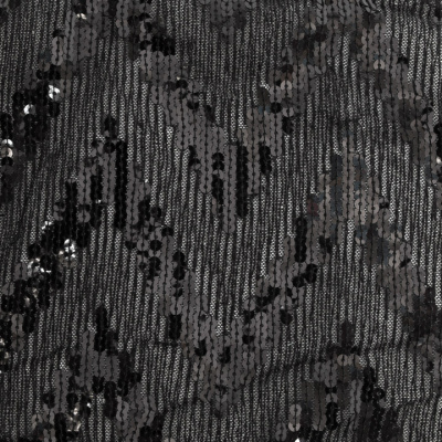Трикотажное полотно с пайетками, шир.130 см, #311-бахрома чёрная - купить в Новороссийске. Цена 1 183.35 руб.