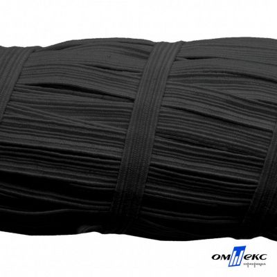 Резиновые нити с текстильным покрытием, шир. 6 мм (55 м/уп), цв.-черный - купить в Новороссийске. Цена: 210.75 руб.