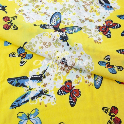 Плательная ткань "Софи" 7.2, 75 гр/м2, шир.150 см, принт бабочки - купить в Новороссийске. Цена 241.49 руб.