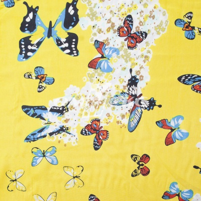 Плательная ткань "Софи" 7.2, 75 гр/м2, шир.150 см, принт бабочки - купить в Новороссийске. Цена 241.49 руб.