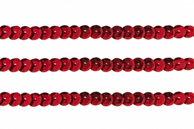 Пайетки "ОмТекс" на нитях, SILVER-BASE, 6 мм С / упак.73+/-1м, цв. 3 - красный - купить в Новороссийске. Цена: 468.37 руб.