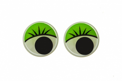 Глазки для игрушек, круглые, с бегающими зрачками, 15 мм/упак.50+/-2 шт, цв. -зеленый - купить в Новороссийске. Цена: 113.01 руб.