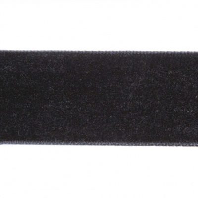 Лента бархатная нейлон, шир.25 мм, (упак. 45,7м), цв.03-черный - купить в Новороссийске. Цена: 800.84 руб.