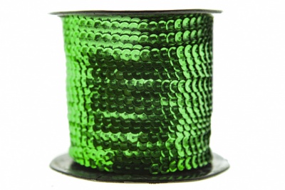Пайетки "ОмТекс" на нитях, SILVER-BASE, 6 мм С / упак.73+/-1м, цв. 4 - зеленый - купить в Новороссийске. Цена: 484.77 руб.