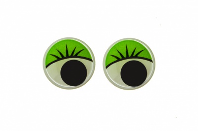 Глазки для игрушек, круглые, с бегающими зрачками, 12 мм/упак.50+/-2 шт, цв. -зеленый - купить в Новороссийске. Цена: 95.04 руб.