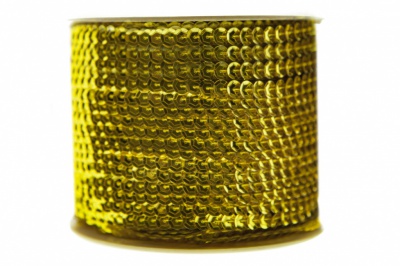 Пайетки "ОмТекс" на нитях, SILVER-BASE, 6 мм С / упак.73+/-1м, цв. 7 - св.золото - купить в Новороссийске. Цена: 468.37 руб.