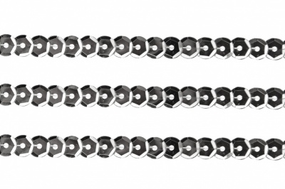 Пайетки "ОмТекс" на нитях, SILVER-BASE, 6 мм С / упак.73+/-1м, цв. 1 - серебро - купить в Новороссийске. Цена: 468.37 руб.