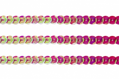 Пайетки "ОмТекс" на нитях, CREAM, 6 мм С / упак.73+/-1м, цв. 89 - розовый - купить в Новороссийске. Цена: 468.37 руб.