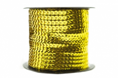 Пайетки "ОмТекс" на нитях, SILVER-BASE, 6 мм С / упак.73+/-1м, цв. А-1 - т.золото - купить в Новороссийске. Цена: 468.37 руб.